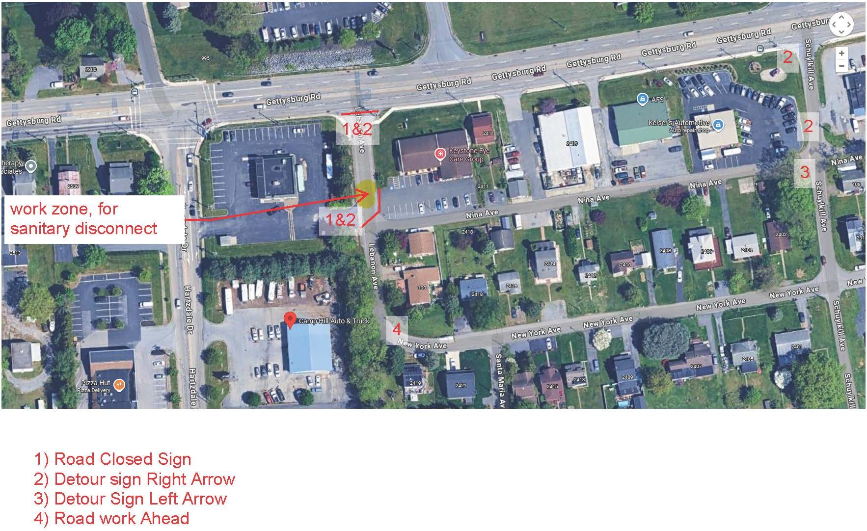 Lebanon Ave Shutdown Map